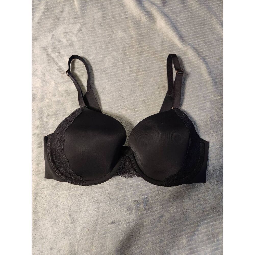 Soma Size 32C Vanishing 360 Perfect Coverage Lace Trim Bra Black